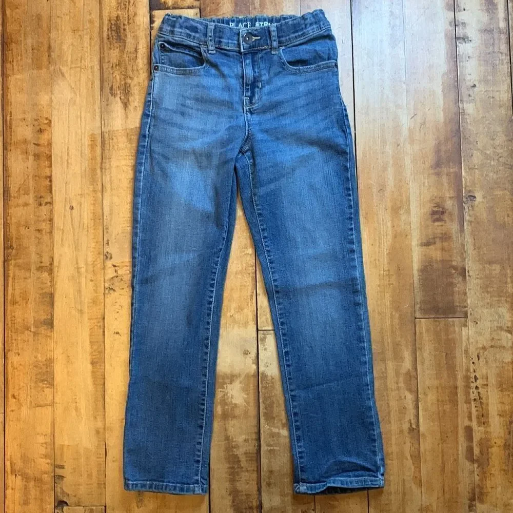 Childrens place jeans 8 girls straight leg stretch denim cotton adjustable waist